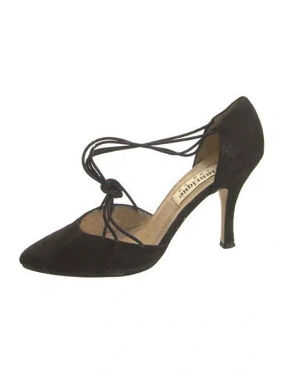 Pre-owned Atlantique Ascoli Suede Pumps In Green