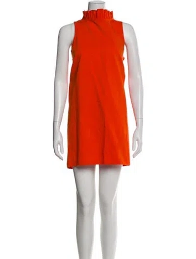 Pre-owned Atlantique Ascoli Turtleneck Mini Dress In Orange