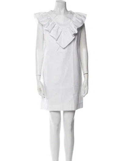 Pre-owned Atlantique Ascoli V-neck Mini Dress In White