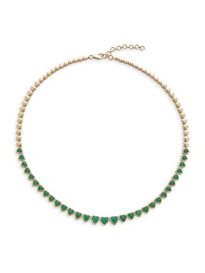 Atlas Fine Women's 14k Yellow Gold & Emerald Heart Necklace In Green