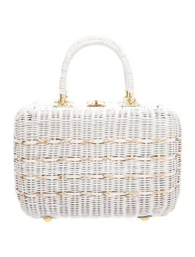 Pre-owned Atlas Wicker Top Handle Bag Vintage In White