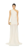 Atlein Asymetric Draped Sleeveless Dress In White