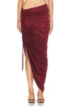 Atlein Asymmetric Ruched Skirt In Coa Wine