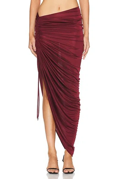 Atlein Asymmetric Ruched Skirt In Coa Wine
