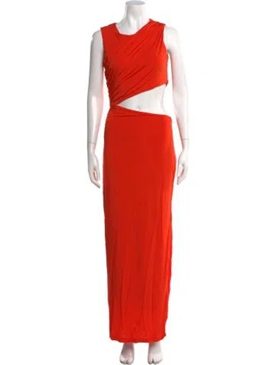 Pre-owned Atlein Asymmetrical Long Dress In Orange