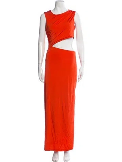 Pre-owned Atlein Asymmetrical Long Dress In Orange