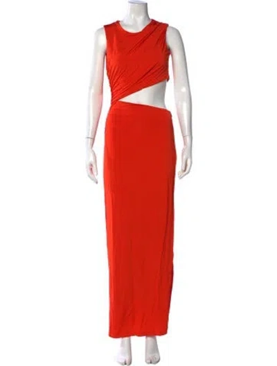 Pre-owned Atlein Asymmetrical Long Dress In Orange
