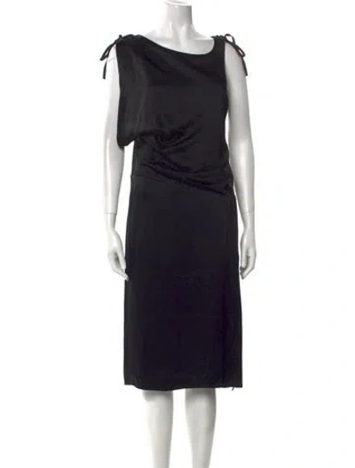 Pre-owned Atlein Asymmetrical Midi Length Dress In Black