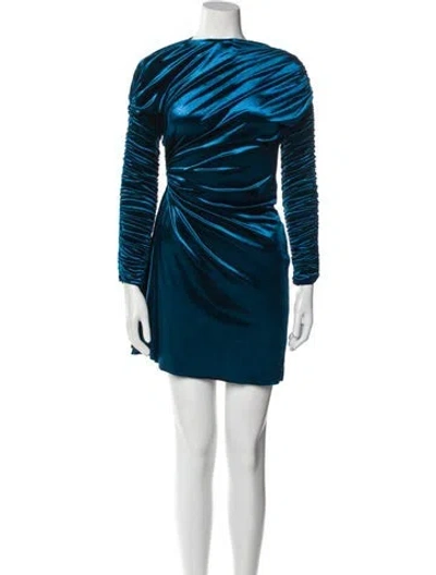 Pre-owned Atlein Bateau Neckline Mini Dress In Blue