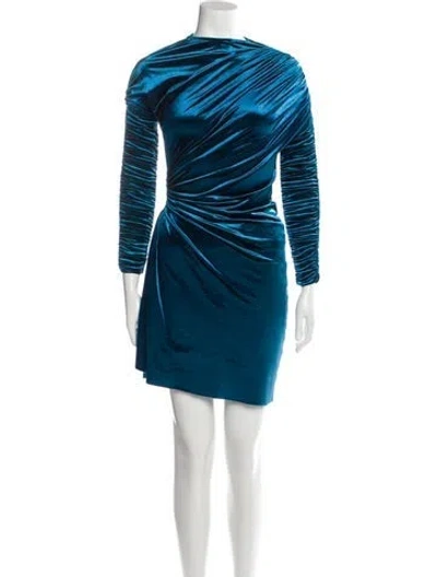 Pre-owned Atlein Bateau Neckline Mini Dress In Blue