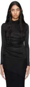 Atlein Black Ruched Long Sleeve Turtleneck In C0114 Black