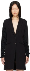 Atlein Black Ruched Sleeve Coat In C0114 Black