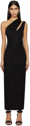 Atlein Black Single-shoulder Maxi Dress In C0114 Black