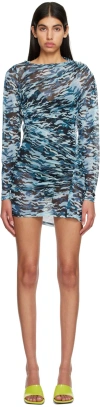 Atlein Blue Camo Minidress In C0944 Camouflage