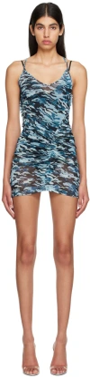 Atlein Blue Camouflage Minidress In C0944 Camouflage