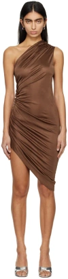 Atlein Brown Single-shoulder Minidress In C0910 Bronze