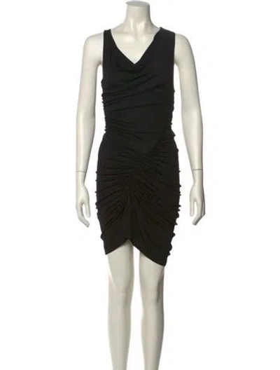 Pre-owned Atlein Cowl Neck Knee-length Dress In Black