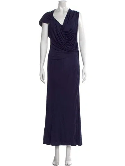 Pre-owned Atlein Cowl Neck Long Dress In Purple