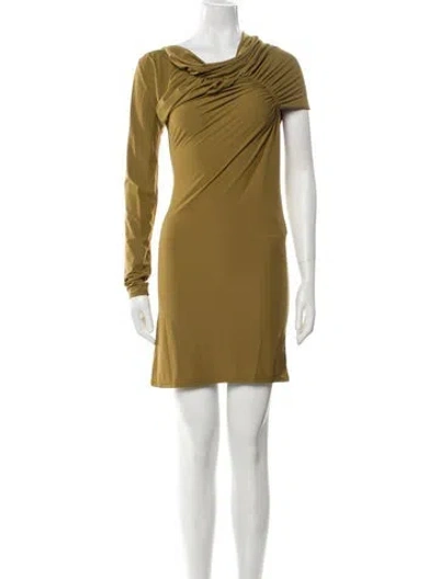 Pre-owned Atlein Cowl Neck Mini Dress In Green