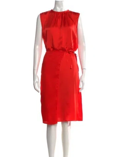 Pre-owned Atlein Crew Neck Knee-length Dress In Orange