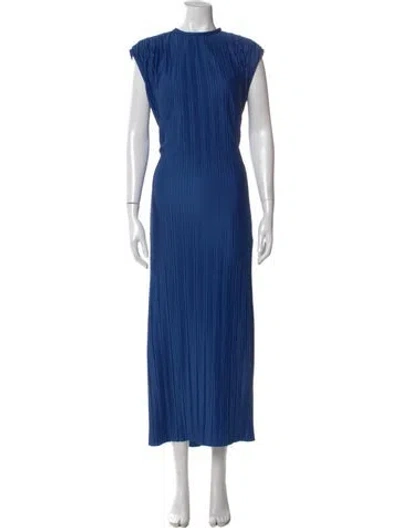 Pre-owned Atlein Crew Neck Long Dress In Blue