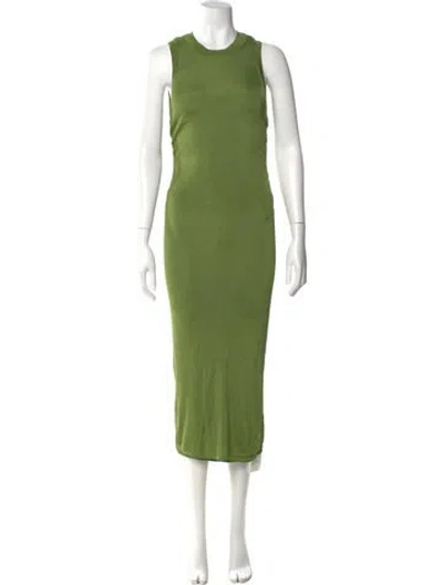 Pre-owned Atlein Crew Neck Long Dress In Green