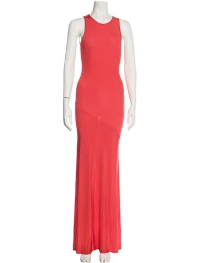 Pre-owned Atlein Crew Neck Long Dress In Orange