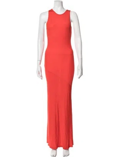 Pre-owned Atlein Crew Neck Long Dress In Orange