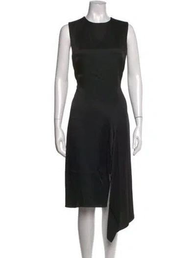 Pre-owned Atlein Crew Neck Midi Length Dress In Black