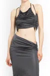 Atlein Sleeveless Ruched-detail Crop Top In Grey