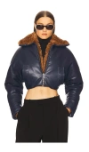 Atlein Cropped Aviator Jacket In Blue