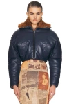 Atlein Cropped Aviator Jacket In Blue