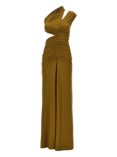Atlein One Shoulder Maxi Dress With Cut-out Design In Brown