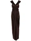Atlein Cut-out Maxi Dress In Brown