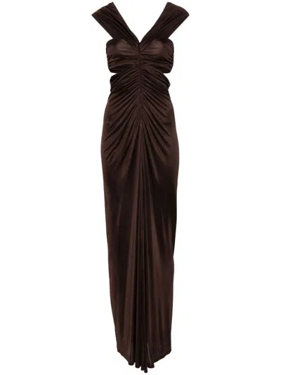 Atlein Cut-out Maxi Dress In Brown