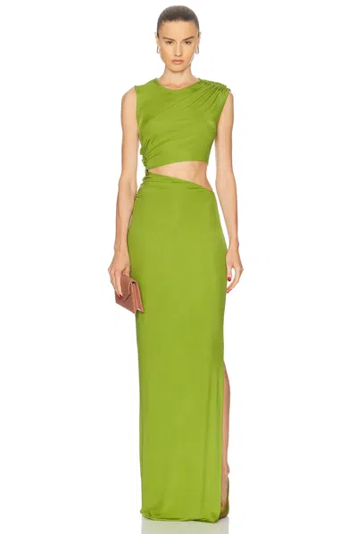 Atlein Cut Out Sleeveless Long Dress In Lime