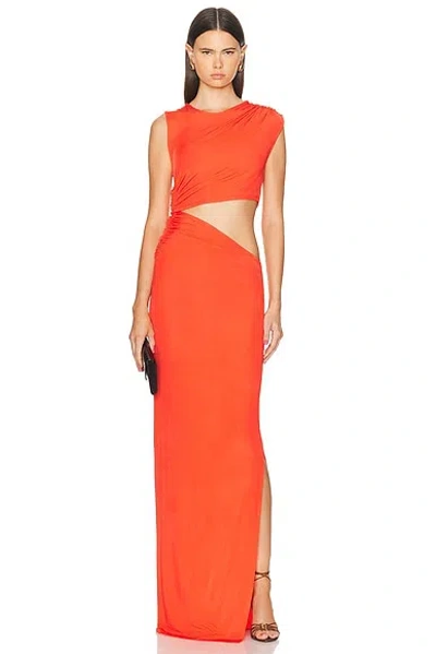 Atlein Cut Out Sleeveless Long Dress In Red