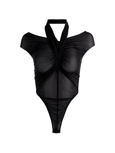 Atlein Draped Bodysuit In Black