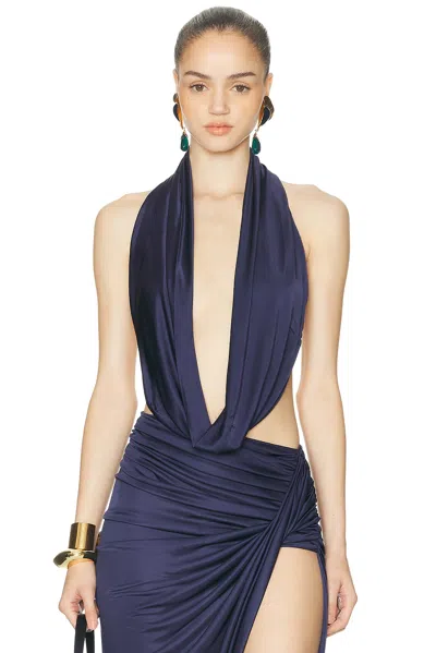 Atlein Draped Circle Top In Purple