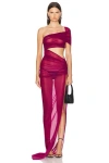 ATLEIN DRAPED ONE SHOULDER GOWN