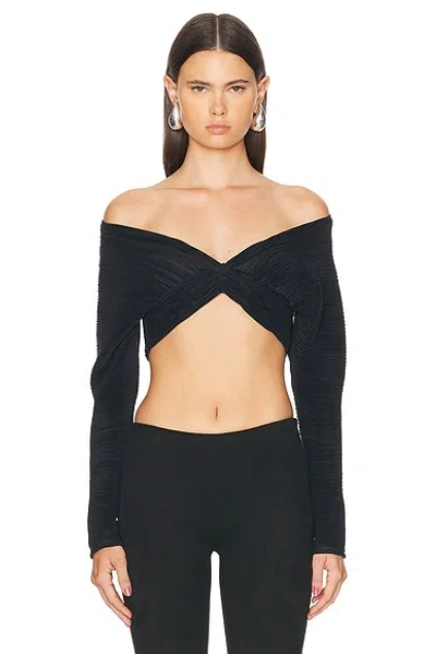 Atlein Draped Sleeveless Pleated Top In Black