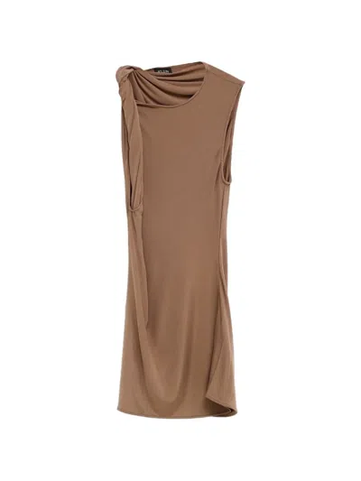 Atlein Draped Sleeveless Top In Neutral