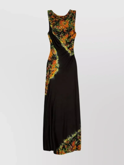 Atlein Floral Print Maxi Dress In Black
