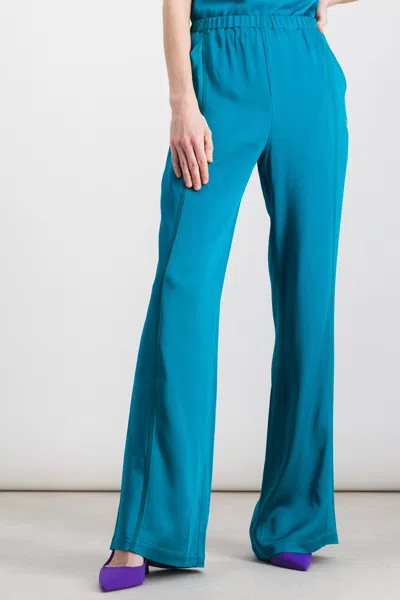Atlein Fluid Crêpe Satin Palazzo Trousers In Blue