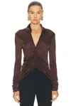 Atlein Front Ruched Shirt In Brown