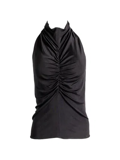 Atlein Gathered Halterneck Tank Top In Black