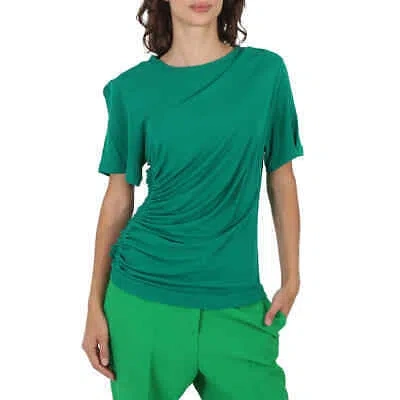 Pre-owned Atlein Green Short-sleeve Gatherside Viscose T-shirt, Brand Size 38 (us Size 4)