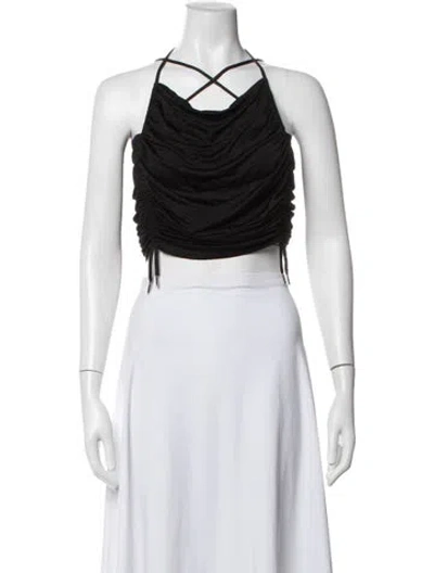 Pre-owned Atlein Halterneck Sleeveless Crop Top W/ Tags In Black