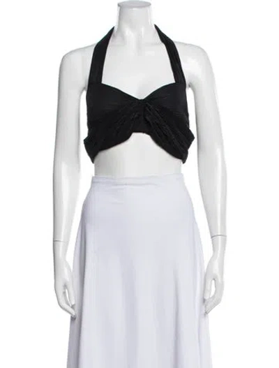 Pre-owned Atlein Halterneck Sleeveless Crop Top In White