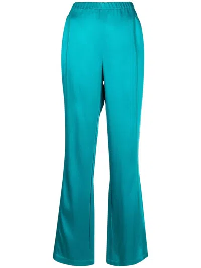 Atlein High-waisted Flared Satin Trousers In Blau
